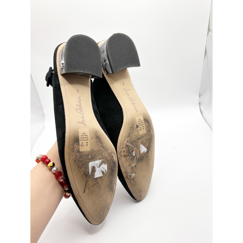 Sam Edelman Slingback Black Suede Marble Heels - Picture 6 of 6